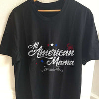 Load image into Gallery viewer, Designs by MyUtopia Shout Out:All American Mama Adult Unisex T-Shirt,S / Black,Adult Unisex T-Shirt
