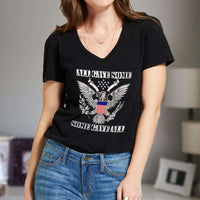 Load image into Gallery viewer, Designs by MyUtopia Shout Out:All Gave Some, Some Gave All Ladies&#39; V-Neck T-Shirt,S / Black,Ladies T-Shirts
