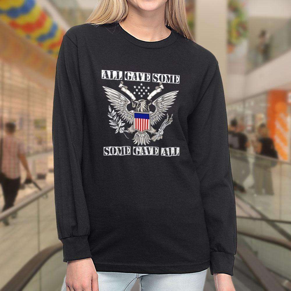 Designs by MyUtopia Shout Out:All Gave Some, Some Gave All  Long Sleeve Unisex Cotton T-Shirt