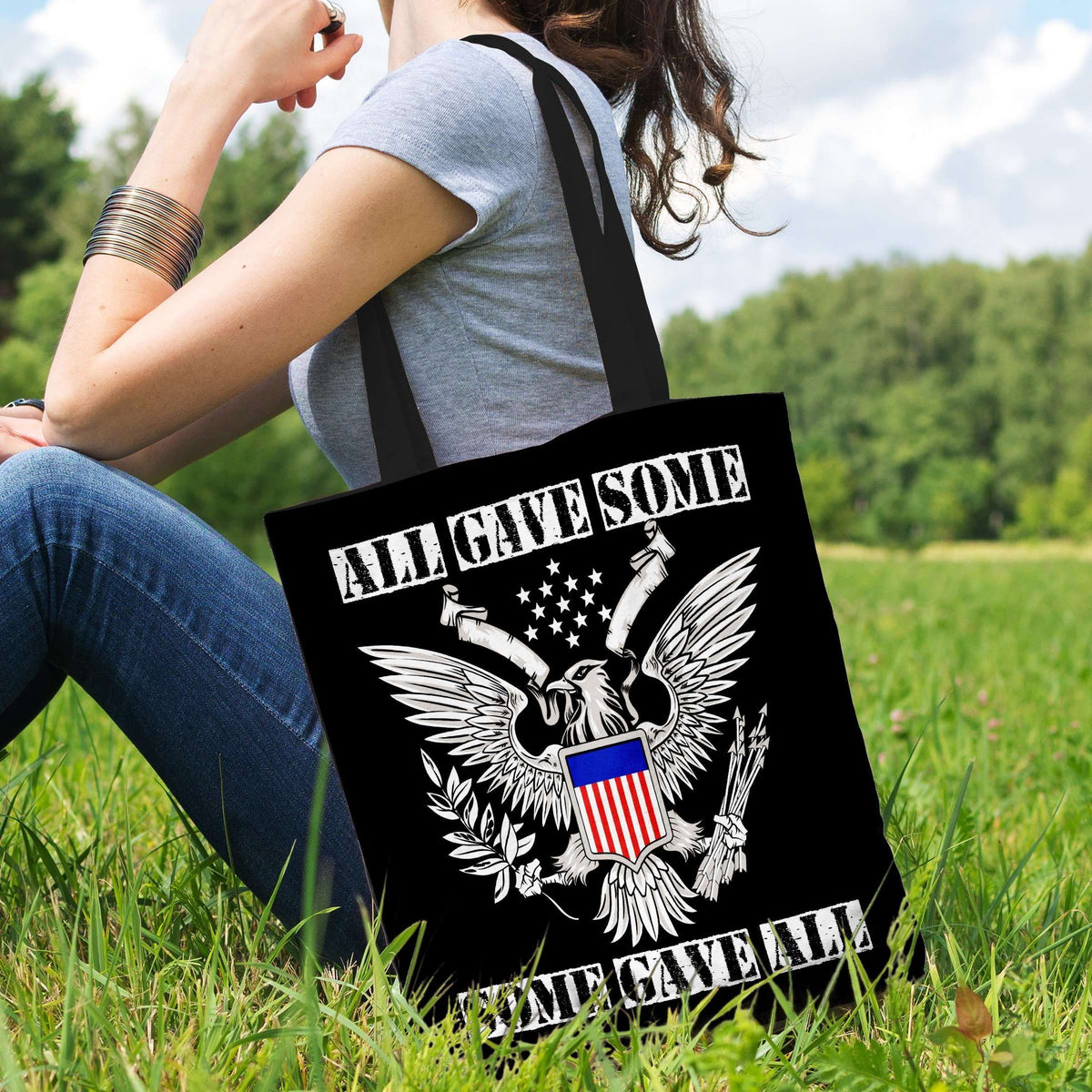 Designs by MyUtopia Shout Out:All Gave Some Some Gave All Memorial Day Fabric Totebag Reusable Shopping Tote