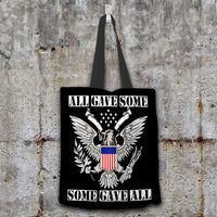 Load image into Gallery viewer, Designs by MyUtopia Shout Out:All Gave Some Some Gave All Memorial Day Fabric Totebag Reusable Shopping Tote,Black,Reusable Fabric Shopping Tote Bag

