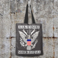 Load image into Gallery viewer, Designs by MyUtopia Shout Out:All Gave Some Some Gave All Memorial Day Fabric Totebag Reusable Shopping Tote,Grey,Reusable Fabric Shopping Tote Bag
