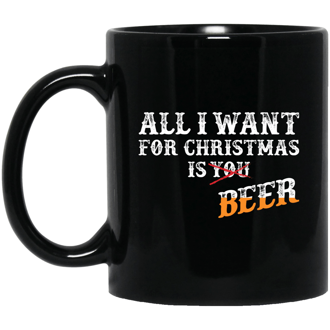 Designs by MyUtopia Shout Out:All I Want For Christmas Is Beer - Ceramic Coffee Mug - Black,Black / 11 oz,Apparel