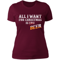 Load image into Gallery viewer, Designs by MyUtopia Shout Out:All I Want For Christmas Is Beer - Ultra Cotton Ladies&#39; T-Shirt,Maroon / X-Small,Ladies T-Shirts

