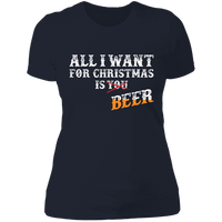 Load image into Gallery viewer, Designs by MyUtopia Shout Out:All I Want For Christmas Is Beer - Ultra Cotton Ladies&#39; T-Shirt,Midnight Navy / X-Small,Ladies T-Shirts
