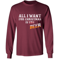 Load image into Gallery viewer, Designs by MyUtopia Shout Out:All I Want For Christmas Is Beer - Ultra Cotton Long Sleeve T-Shirt,Maroon / S,Long Sleeve T-Shirts

