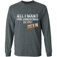 Load image into Gallery viewer, Designs by MyUtopia Shout Out:All I Want For Christmas Is Beer - Ultra Cotton Long Sleeve T-Shirt,Dark Heather / S,Long Sleeve T-Shirts
