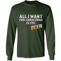 Load image into Gallery viewer, Designs by MyUtopia Shout Out:All I Want For Christmas Is Beer - Ultra Cotton Long Sleeve T-Shirt,Forest Green / S,Long Sleeve T-Shirts
