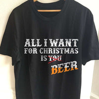 Load image into Gallery viewer, Designs by MyUtopia Shout Out:All I Want For Christmas is Beer Adult Unisex T-Shirt,S / Black,Adult Unisex T-Shirt
