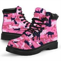 Load image into Gallery viewer, Designs by MyUtopia Shout Out:All over print Cat Camo All Season Vegan Micro-Suede Lace-up Boots
