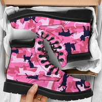 Load image into Gallery viewer, Designs by MyUtopia Shout Out:All over print Cat Camo All Season Vegan Micro-Suede Lace-up Boots,Women&#39;s / Ladies US4.5 (EU35),Lace-up Boots

