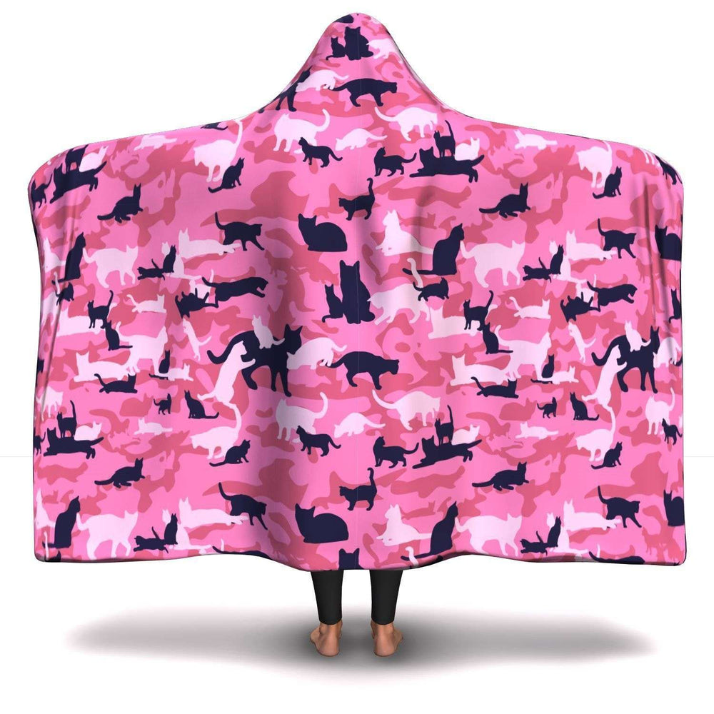 Designs by MyUtopia Shout Out:All Over Print Cat Camouflage Micro-mink Premium Sherpa Heavy Weight Hooded Blanket (80x60 & 55x41),Adult 80 x 60 inch / Heavyweight Sherpa,Hooded Blanket