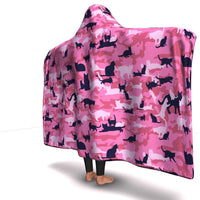 Load image into Gallery viewer, Designs by MyUtopia Shout Out:All Over Print Cat Camouflage Micro-mink Premium Sherpa Heavy Weight Hooded Blanket (80x60 &amp; 55x41)

