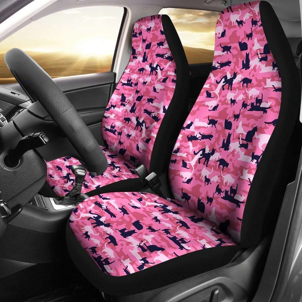 Designs by MyUtopia Shout Out:All Over Print Cat Pink Camouflage Car Seat Covers