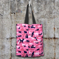 Load image into Gallery viewer, Designs by MyUtopia Shout Out:All Over Print Cat Pink Camouflage Fabric Totebag Reusable Shopping Tote
