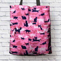 Load image into Gallery viewer, Designs by MyUtopia Shout Out:All Over Print Cat Pink Camouflage Fabric Totebag Reusable Shopping Tote
