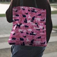 Load image into Gallery viewer, Designs by MyUtopia Shout Out:All Over Print Cat Pink Camouflage Fabric Totebag Reusable Shopping Tote
