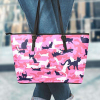 Load image into Gallery viewer, Designs by MyUtopia Shout Out:All Over Print Cat Pink Camouflage Fan Faux Leather Totebag Purse,Large (11 T x 17 x 6) / Pink Camo,tote bag purse
