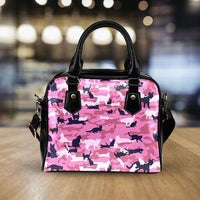 Load image into Gallery viewer, Designs by MyUtopia Shout Out:All Over Print Cat Pink Camouflage Faux Leather Handbag with Shoulder Strap
