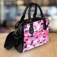 Load image into Gallery viewer, Designs by MyUtopia Shout Out:All Over Print Cat Pink Camouflage Faux Leather Handbag with Shoulder Strap
