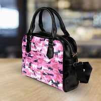 Load image into Gallery viewer, Designs by MyUtopia Shout Out:All Over Print Cat Pink Camouflage Faux Leather Handbag with Shoulder Strap
