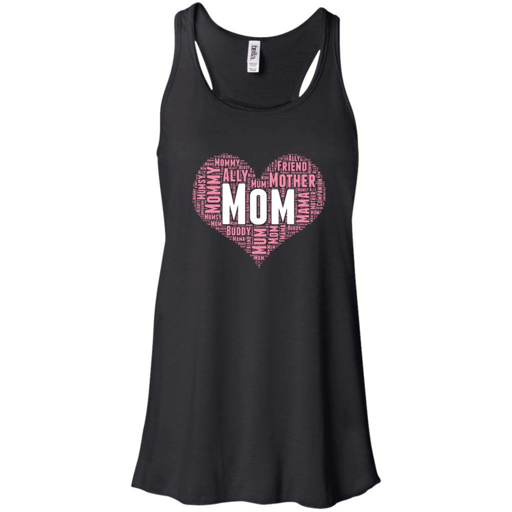 Designs by MyUtopia Shout Out:All the Ways Mom is Special in Your Heart Flowy Racerback Tank Top,Black / X-Small,Tank Tops