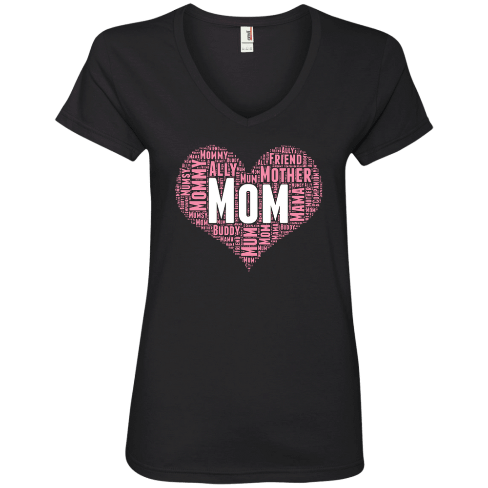 Designs by MyUtopia Shout Out:All the Ways Mom is Special in Your Heart Ladies' V-Neck T-Shirt,Black / S,Ladies T-Shirts