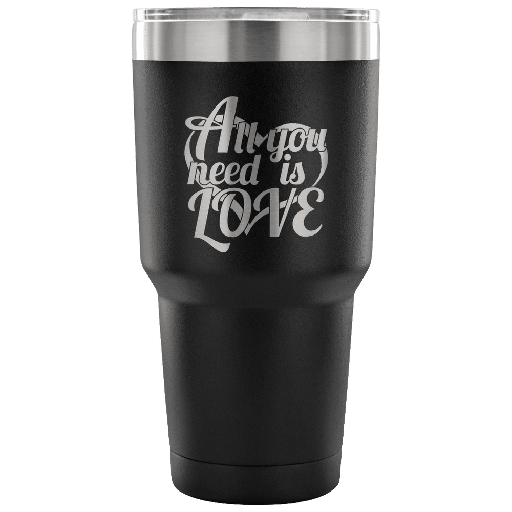 Designs by MyUtopia Shout Out:All You Need Is Love Engraved Insulated Double Wall Steel Tumbler Travel Mug,Black / 30 Oz,Polar Camel Tumbler