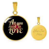 Load image into Gallery viewer, Designs by MyUtopia Shout Out:All You Need Is Love Keepsake Engravable Liquid Glass Round Necklace,Gold / Yes,Necklace
