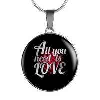 Load image into Gallery viewer, Designs by MyUtopia Shout Out:All You Need Is Love Keepsake Engravable Liquid Glass Round Necklace,Silver / No,Necklace
