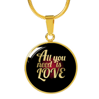 Load image into Gallery viewer, Designs by MyUtopia Shout Out:All You Need Is Love Keepsake Engravable Liquid Glass Round Necklace,Gold / No,Necklace
