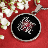Load image into Gallery viewer, Designs by MyUtopia Shout Out:All You Need Is Love Keepsake Engravable Liquid Glass Round Necklace
