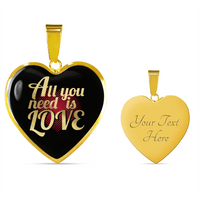 Load image into Gallery viewer, Designs by MyUtopia Shout Out:All You Need Is Love Personalized Engravable Keepsake Heart Necklace,Gold / Yes,Necklace
