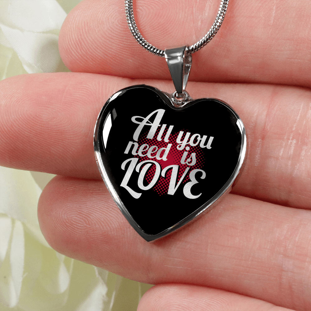 Designs by MyUtopia Shout Out:All You Need Is Love Personalized Engravable Keepsake Heart Necklace,Silver / No,Necklace