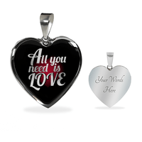 Load image into Gallery viewer, Designs by MyUtopia Shout Out:All You Need Is Love Personalized Engravable Keepsake Heart Necklace,Silver / Yes,Necklace
