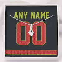 Load image into Gallery viewer, Designs by MyUtopia Shout Out:Alluring Beauty Ribbon Necklace with Basketball Jersey Themed Atlanta Fan Personalized Gift Message Card,Standard Box / 14K White Gold Finish,Alluring Beauty Necklace
