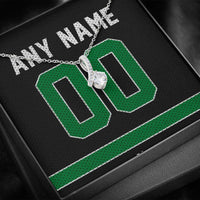 Load image into Gallery viewer, Designs by MyUtopia Shout Out:Alluring Beauty Ribbon Necklace with Basketball Jersey Themed Boston Fan Personalized Gift Message Card
