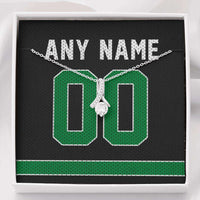 Load image into Gallery viewer, Designs by MyUtopia Shout Out:Alluring Beauty Ribbon Necklace with Basketball Jersey Themed Boston Fan Personalized Gift Message Card,Standard Box / 14K White Gold Finish,Alluring Beauty Necklace
