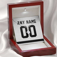 Load image into Gallery viewer, Designs by MyUtopia Shout Out:Alluring Beauty Ribbon Necklace with Basketball Jersey Themed Brooklyn Fan Personalized Gift Message Card,Mahogany Style Luxury Box / 14K White Gold Finish,Alluring Beauty Necklace
