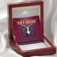 Load image into Gallery viewer, Designs by MyUtopia Shout Out:Alluring Beauty Ribbon Necklace with Basketball Jersey Themed Cleveland Fan Personalized Gift Message Card,Mahogany Style Luxury Box / 14K White Gold Finish,Alluring Beauty Necklace
