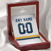 Load image into Gallery viewer, Designs by MyUtopia Shout Out:Alluring Beauty Ribbon Necklace with Basketball Jersey Themed Indiana Fan Personalized Message Card,Mahogany Style Luxury Box / 14K White Gold Finish,Alluring Beauty Necklace
