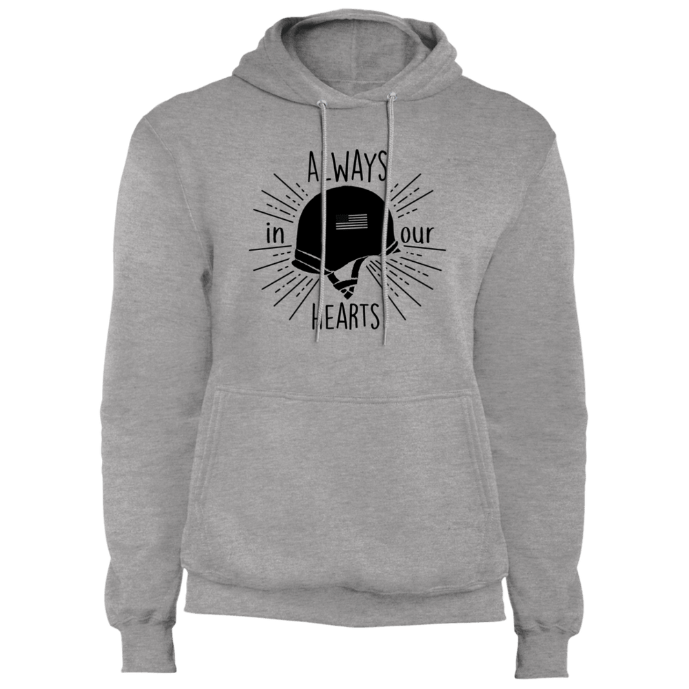 Designs by MyUtopia Shout Out:Always In Our Hearts Army Helmet with Flag Core Fleece Pullover Hoodie,S / Athletic Heather,Pullover Hoodie