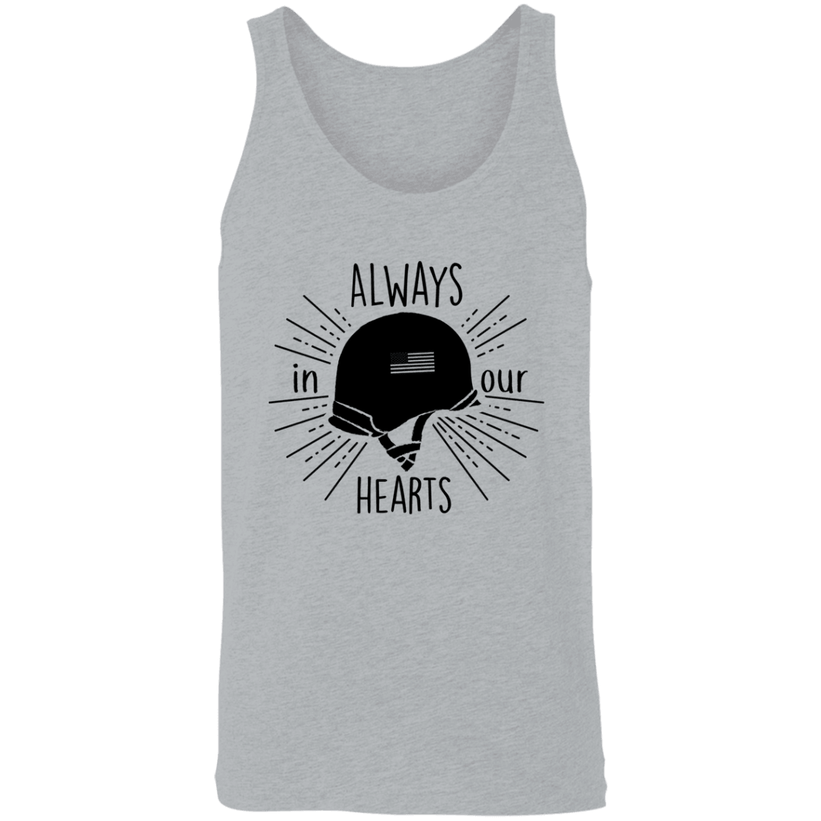 Designs by MyUtopia Shout Out:Always In Our Hearts Army Helmet with Flag Ultra Cotton Unisex Tank Top,X-Small / Athletic Heather,Tank Tops