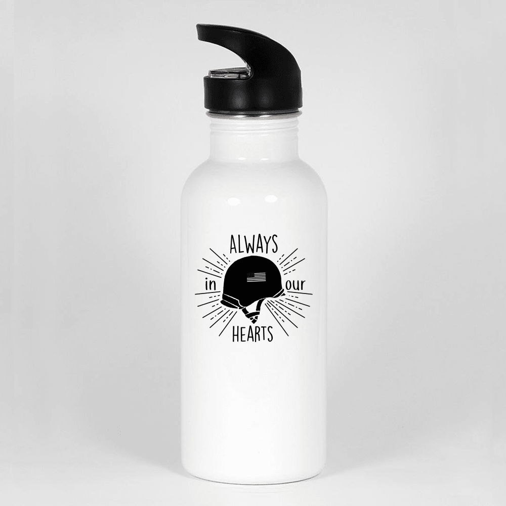 Designs by MyUtopia Shout Out:Always In Our Hearts Army Helmet with Flag Water Bottle