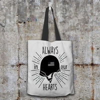 Load image into Gallery viewer, Designs by MyUtopia Shout Out:Always In Our Hearts Fabric Fabric Totebag Reusable Shopping Tote,Light Grey,Reusable Fabric Shopping Tote Bag
