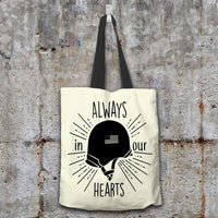 Load image into Gallery viewer, Designs by MyUtopia Shout Out:Always In Our Hearts Fabric Fabric Totebag Reusable Shopping Tote,Beige,Reusable Fabric Shopping Tote Bag
