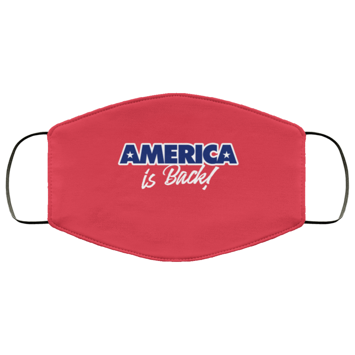 Designs by MyUtopia Shout Out:America Is Back Trump Adult Fabric Face Mask with Elastic Ear Loops,3 Layer Fabric Face Mask / Red / Adult,Fabric Face Mask