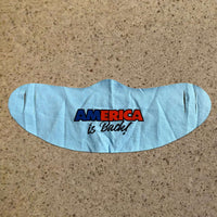 Load image into Gallery viewer, Designs by MyUtopia Shout Out:America Is Back Trump Fabric Face Covering / Face Mask,Light Blue,Fabric Face Mask

