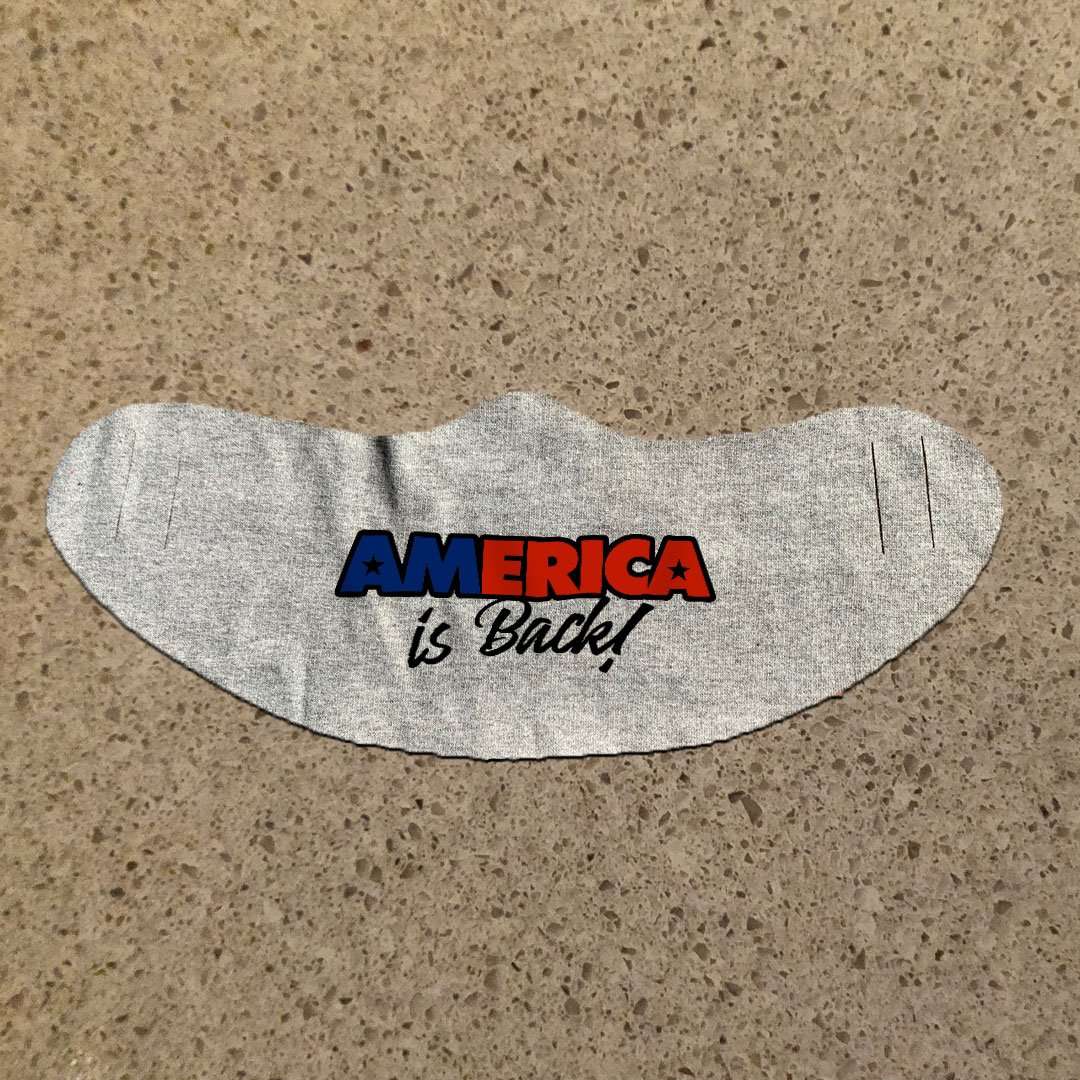 Designs by MyUtopia Shout Out:America Is Back Trump Fabric Face Covering / Face Mask,Athletic Heather,Fabric Face Mask