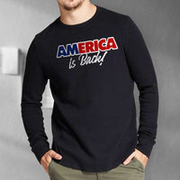 Load image into Gallery viewer, Designs by MyUtopia Shout Out:America Is Back Trump Long Sleeve Ultra Cotton T-Shirt
